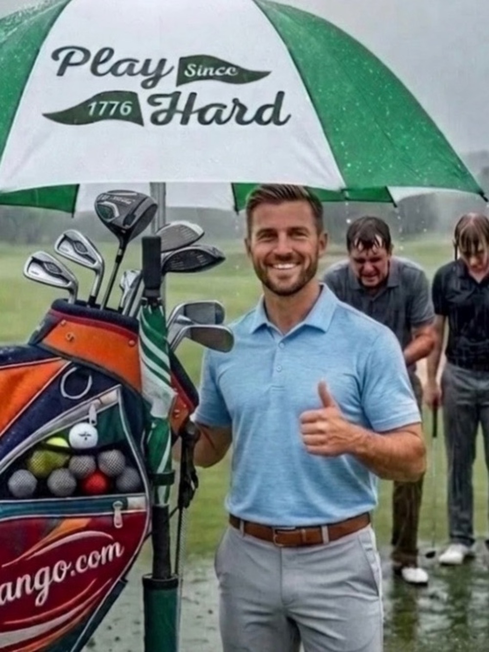 Play Hard Golf Umbrella Green and White by Fairway Foundry